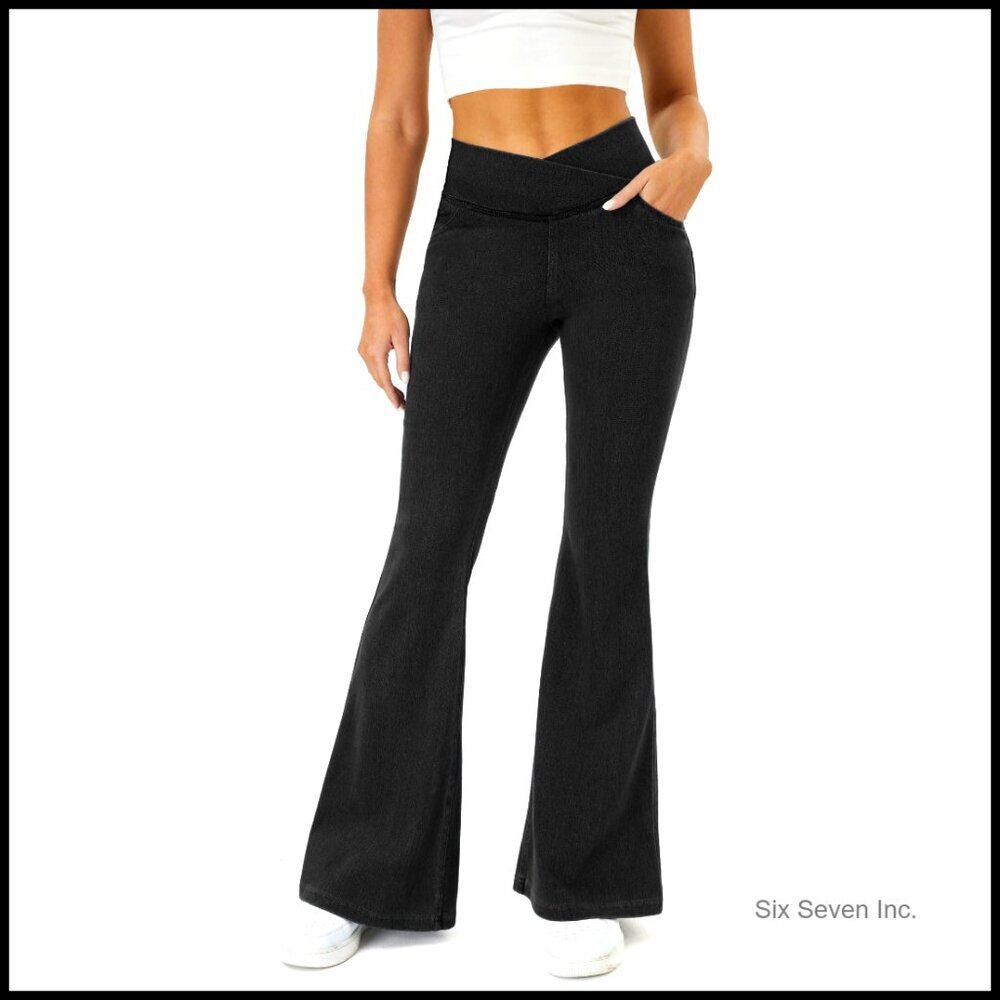 Bell Bottom Jeans Stretchy Flare Leggings Y2K Butt Lifting Jeggings with Pockets
